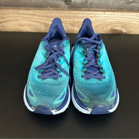 Hoka One One Clifton 8 Men Size 9D Blue Turquoise Athletic Running Shoes Sneaker - Picture 6 of 13